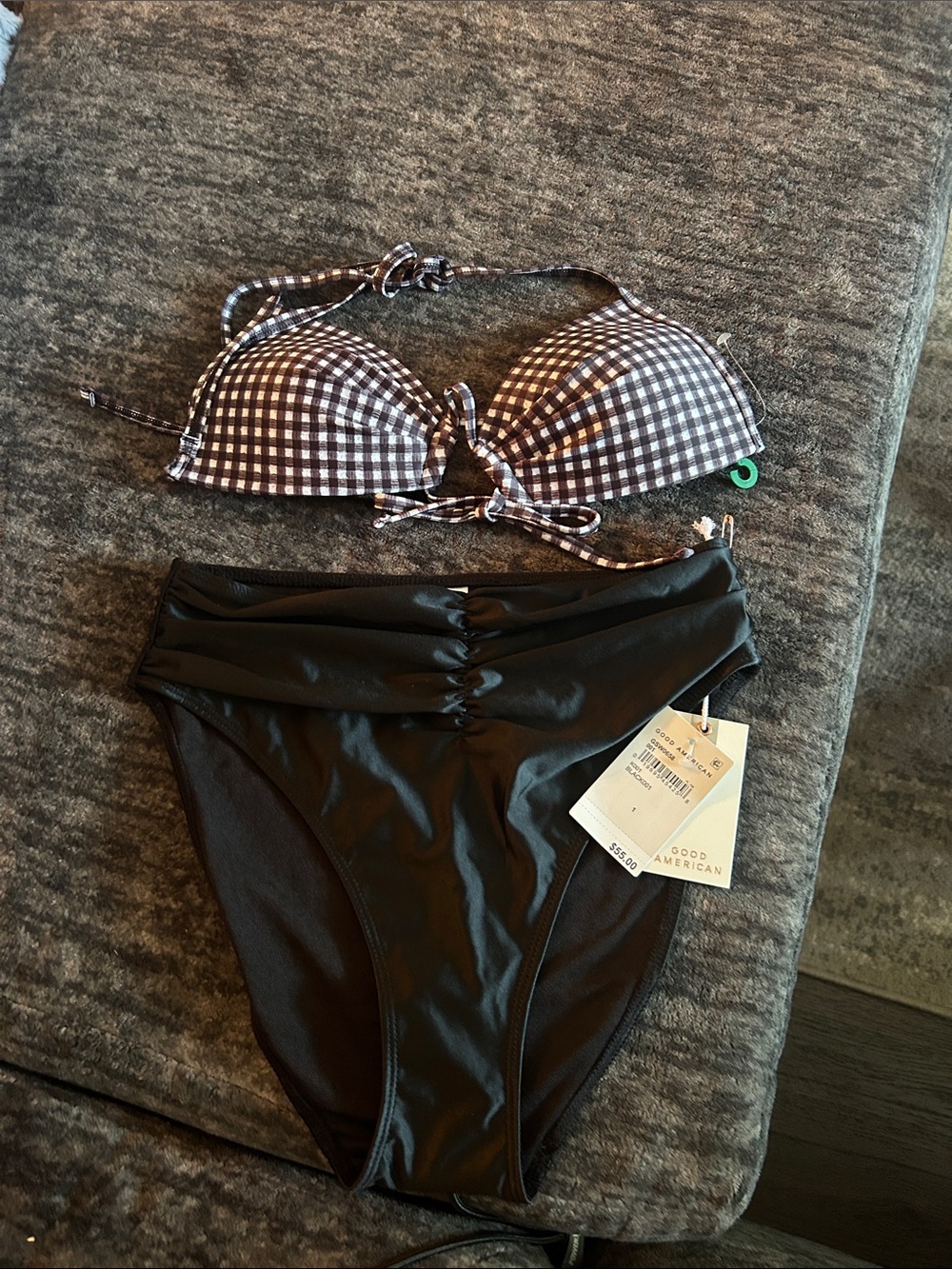 Swimsuit. Good American Black High-Waist Bikini Bottoms. Wild Fable Brand Top.